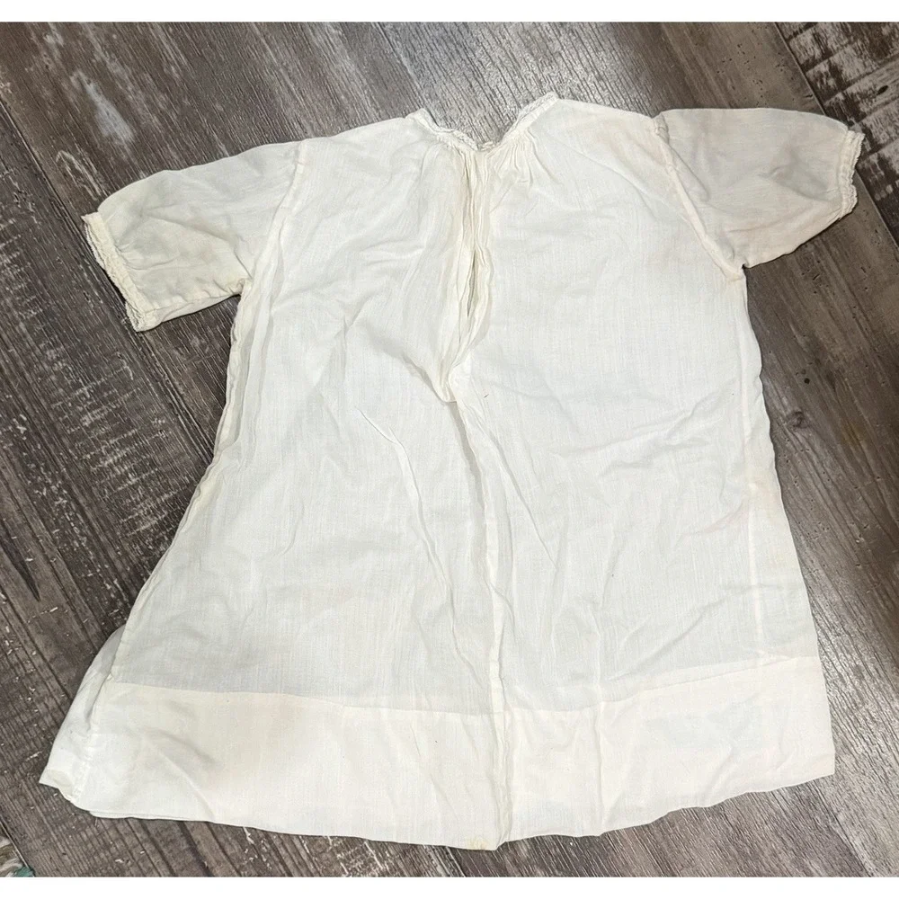 Vintage Baby Daygown White Pink Rosebud Embroidery Pintuck Lace Heirloom